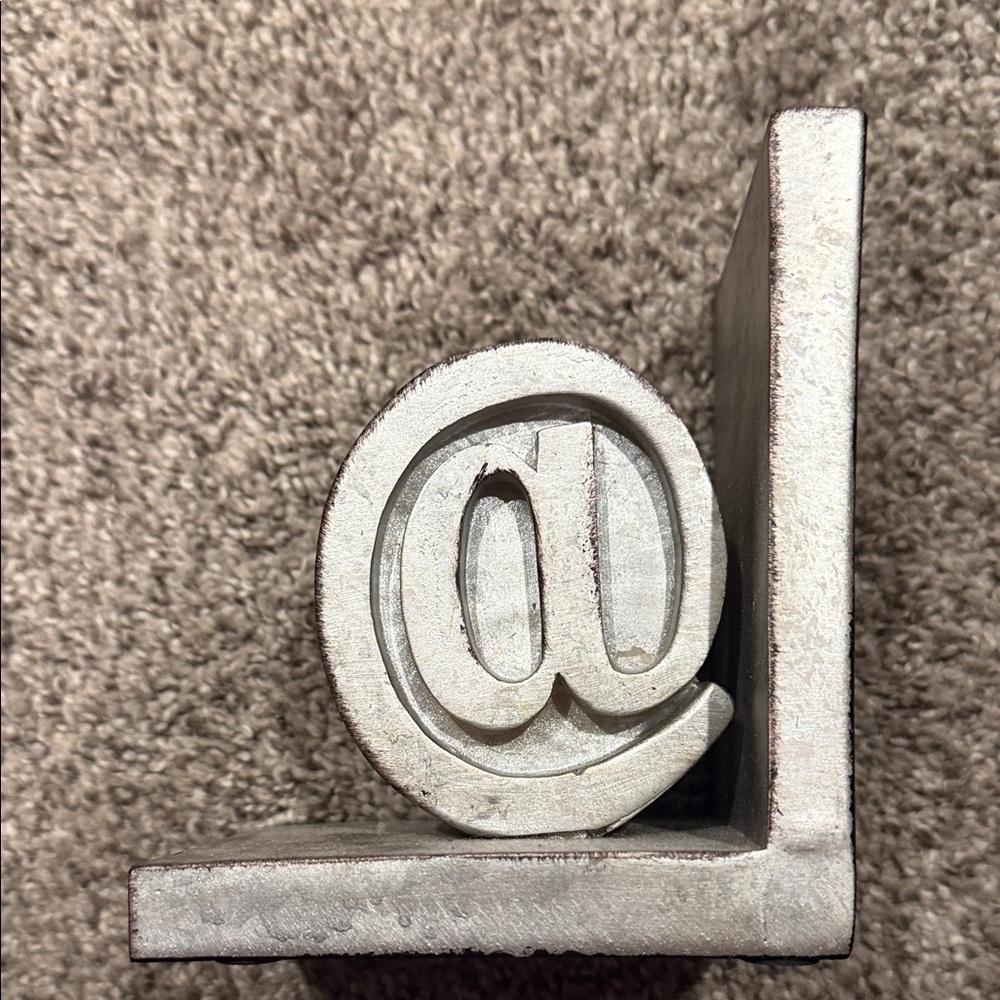 Silver Bookends Distressed Look of Silver and Rust Brown Color - Picture 3 of 9